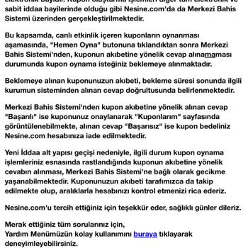 Nesine Kupon Oluşturamama -