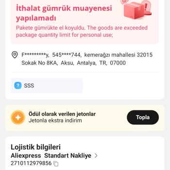 Aliexpress.com Gümrük Şikayeti