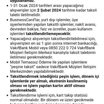 VakıfBank Troy Kart Sonradan Taksit Sorunu!