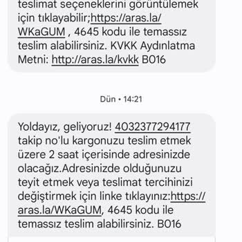 Aras Kargo Mesaj Atmasına Rağmen Getirmedi