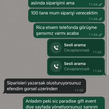 Paradisegiftevent (Instagram) Nişan İçin Mum Siparişi Hayal Kırıklığı