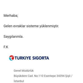Türkiye Sigorta Hasar Dosyasının İşleme Alınmaması