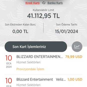 Blizzard Entertainment Kartımdan Bilgim Olmadan Para Çekilmiş