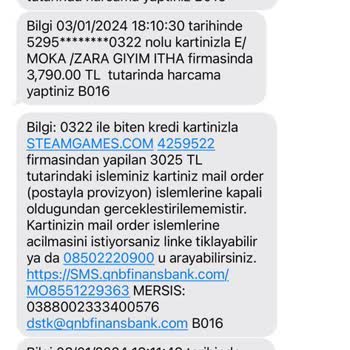 QNB Finansbak Kredi Kartımdan Bilgim Dışında Harcama Yapılması