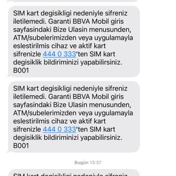 Garanti BBVA Sim Kart Değişikliği Bildirimi