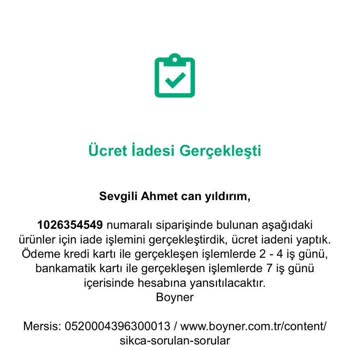 Boyner Ücret İadesini Yapmıyor