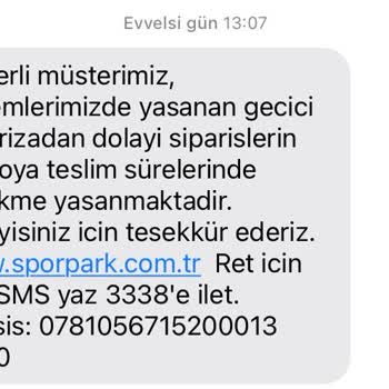 Sporpark Kargoya 1 Haftadır Verilmeyen Ürün