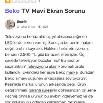 Beko Marka TV De Kronik LED Arızası. (Beko Ayıplı Mal Satışı)