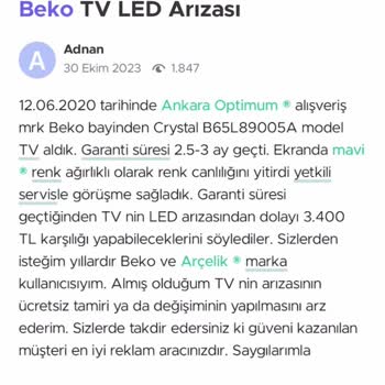 Beko Marka TV De Kronik LED Arızası. (Beko Ayıplı Mal Satışı)