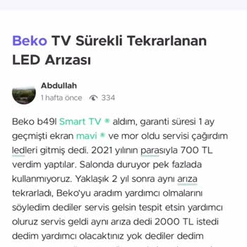 Beko Marka TV De Kronik LED Arızası. (Beko Ayıplı Mal Satışı)