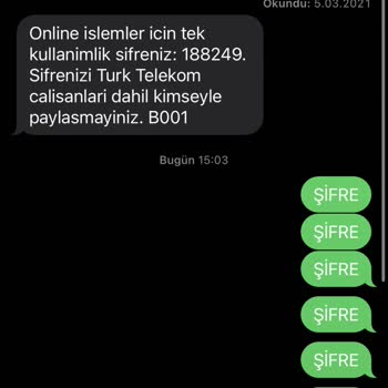 Türk Telekom Tek Kullanımlık Şifre Vermiyor