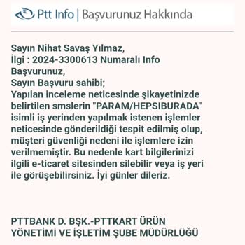 Param Hepsiburada Bilgim Harici İşlem Yama
