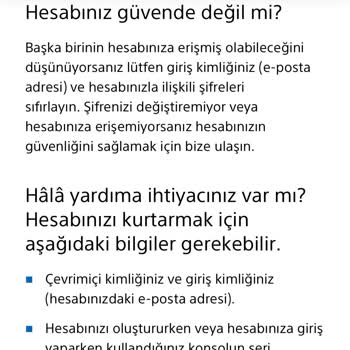 PlayStation Türkiye Hesap Destek Sorunu