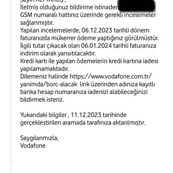 Vodafone Mükerrer Ödeme Alıyor. Faturayı 2 Kere Kredi Kartından Çekti.