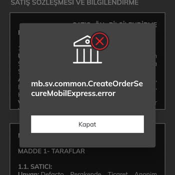 DeFacto Sipariş Esnasında Hata Alıyorum