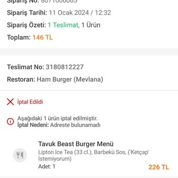 Trendyol Yemek Trendyol Paramı İade Etmedi