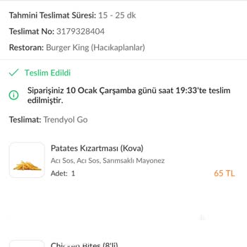 Burger King Eksik Sipariş Getirdi