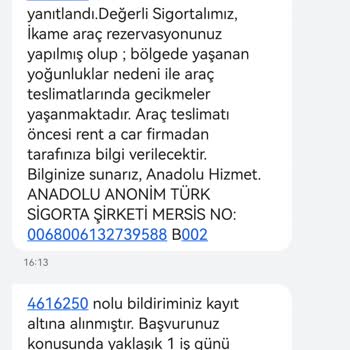 Anadolu Sigorta İkame Araç Beklentisi Karşılanmadı!