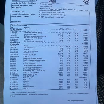 Volkswagen Değişmesi İstenmeyen Parça Değişimi İçin