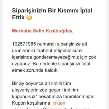 Modanisa İkinci Kez Sipariş İptali