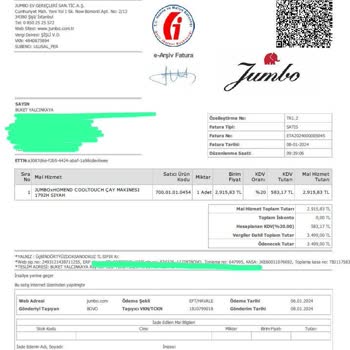 Homend Jumbo Çay Makinesi Pişmanlıktır İade Talebi