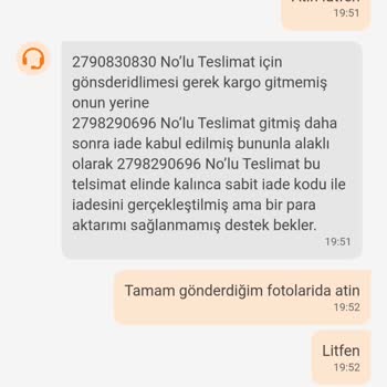 Trendyol Kod Verip Gönderdiğim İadem Yapılmadı