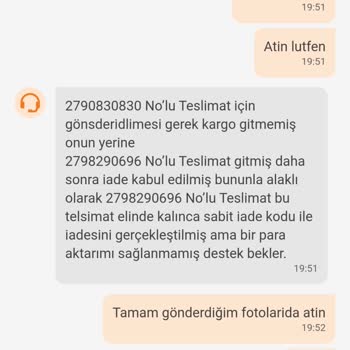 Trendyol Kod Verip Gönderdiğim İadem Yapılmadı