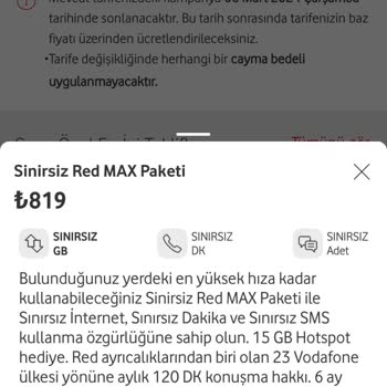 Vodafone Tarife Ücreti Hakkında