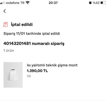 Bershka Siparişi İptal Etti. Teslimat Gününe 1 Gün Kala İptal Ettiler