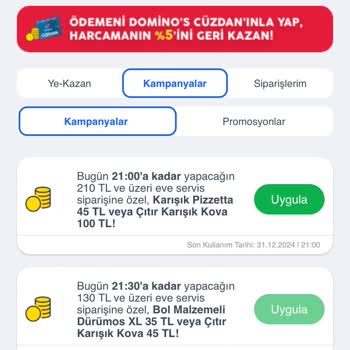 Domino's Pizza Kampanyadan Yararlanamıyorum Ve Müşteri Hizmetleri
