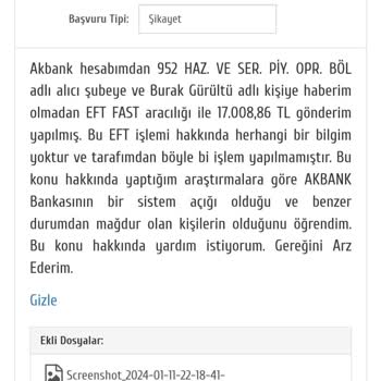 Akbank 952 Haz. Ve Ser. Opr. Böl.