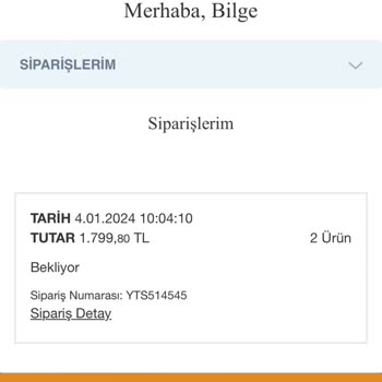 Yataş'ın 8 Gündür "hazırlanıyor" Statüsünde Tuttuğu Siparişim Hkn