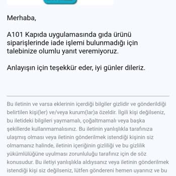 A101 Ürününün Arkasında Durmuyor Ve İade Almıyor