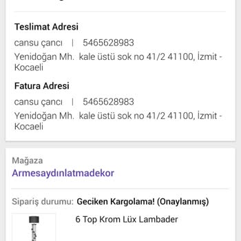 N11 Armes Aydınlatma Ödemesini Aldığı Ürünü Göndermiyor
