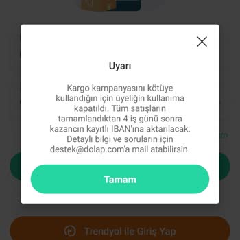 Dolap Hesabım Kapatıldı