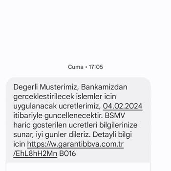 Garanti BBVA Garanti'den Gelen Mesaj Hakkında Bilgi Talebi