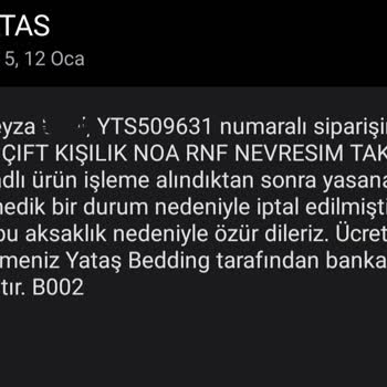 Yataş Bedding Haftalar Sonra İptal
