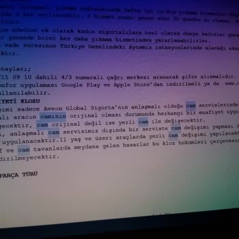 Aveon Global Sigorta Kasko Cam Değişimi İletişim Sorunu