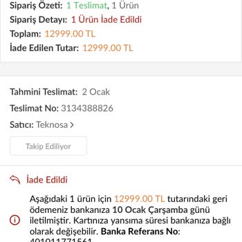 Teknosa Ürün Değişikliği Yapılmaması