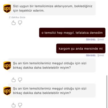 UPS Türkiye Müşteri Hizmetleri Hep Meşgul