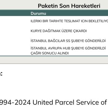 UPS Türkiye Teslimat Gecikmesi