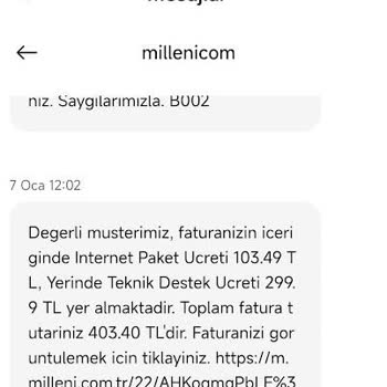 Millenicom Haksız Yere Alınan Yerinde Destek Ücreti
