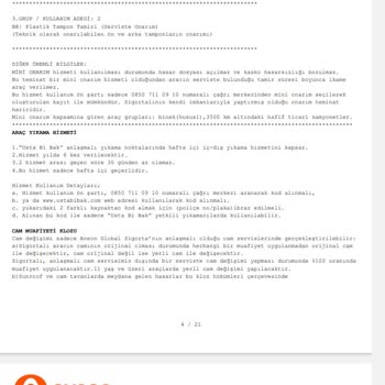 Aveon Sigorta Mini Onarım Hakkımı Kullanamıyorum.