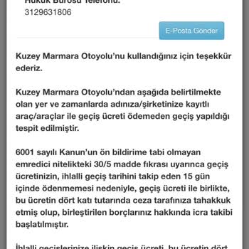 Kuzey Marmara Otoyolu Kuzey Marmara Otoyol İhlalinin İcraya Sevk Edilmesi