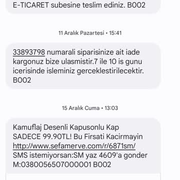 Sefamerve İade İşlemi