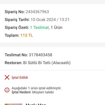 Trendyol Yemek Geciken Sipariş Ve İade Sorunu