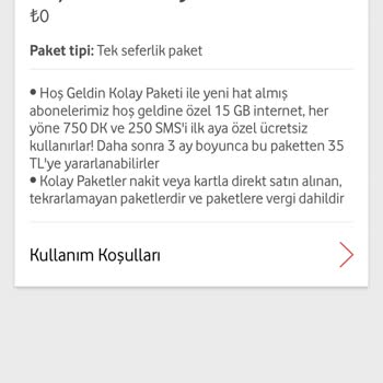Vodafone Kolay Paket Şikayeti