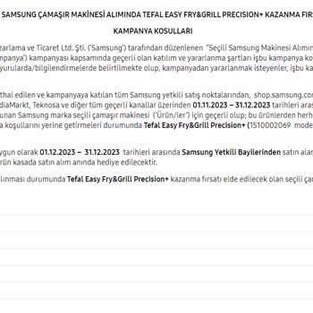 Samsung Tefal Easy Fry&Grill Precision+ Hediyesi