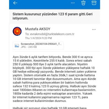 Türk Telekom Mobil Uygulama Taahhüdü Ve Zararın Giderilmesi Talebi