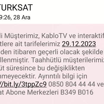 Kablo Net TÜRKSAT Kablo Tarife Güncellemesi Mağduriyeti